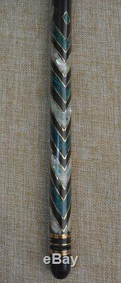 36 Malachite & Mother of Pearl Inlaid Ebony Wooden Handmade Walking Cane Stick