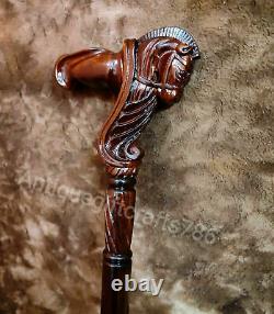 36 Wooden walking Cane Ergonomic palm grip, horse wooden walking stick Gift