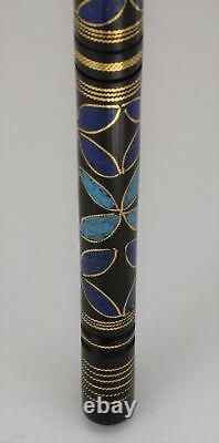 37.7 Lapis and Turquoise Inlaid Ebony Wooden Handmade Walking Cane Stick
