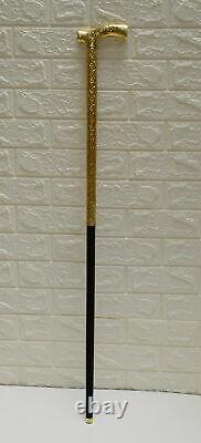 39 Wooden Walking Stick with Gold Brass Handle Ebony Wood Walking Cane Stick