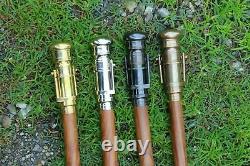 4 Piece Wooden Walking Stick Cane With Spyglass Antique Telescope On Handle Gift