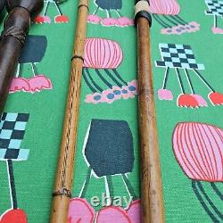 5 X ANTIQUE wooden walking stick canes horn STERLING SILVER ETC handles -B22