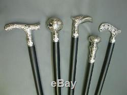 5 noble wooden walking sticks silver knob walking stick hiking stick set collect