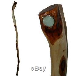 52'' Handcrafted Wooden Walking Stick, Inlaid Chalcedony Copper, Diamond Willow
