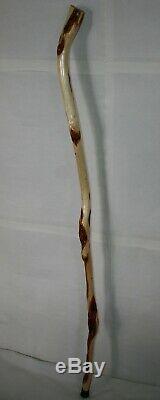 52'' Handcrafted Wooden Walking Stick, Inlaid Chalcedony Copper, Diamond Willow