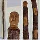 53.5 Wooden Walking Stick / Cane Hand Carved Faces