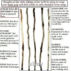 72 Tall Wooden Walking Stick, Rope Handle Lanyard, Big Hiking Trekking Pole USA