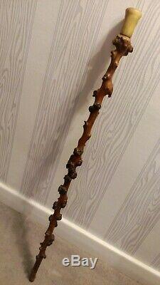 A Nice Antique Irish Black Thorn Wooden Walking Stick
