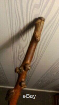 A Nice Antique Irish Black Thorn Wooden Walking Stick