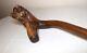 Antique Wood Hand Carved Dog Folk Art Walking Stick Cane 1800s Excellent Quality