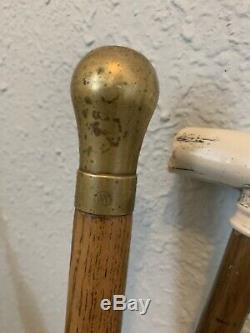 ANTIQUE WOODEN WALKING STICK/ CANE WITH Brass Knob HANDLE