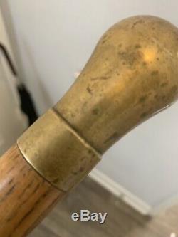 ANTIQUE WOODEN WALKING STICK/ CANE WITH Brass Knob HANDLE