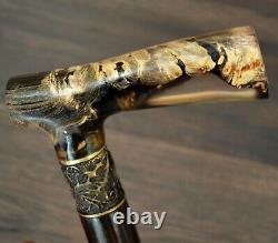 Acrylic Walking Cane Walking Stick Wooden Handmade Bronze Parts Stabilized Burl