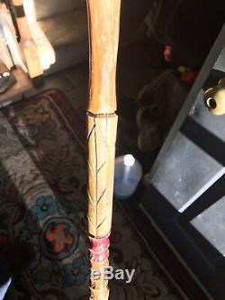 African American hand carved wooden folk art cane walking stick