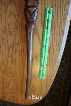 African Walking stick Wooden Cane Hand made carved face Man head 37.5 Africa