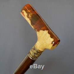 Amber style Hybrid Burl Handle Wooden Handmade Cane Walking Stick Unique # 7