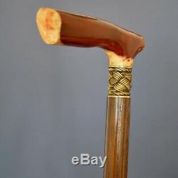 Amber style Hybrid Burl Handle Wooden Handmade Cane Walking Stick Unique # 8
