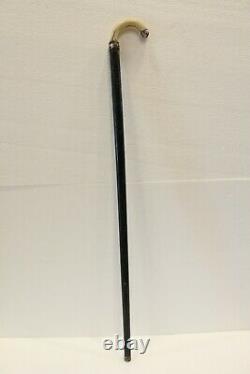 Ancient Rare Fine Carved Wooden Walking Stick Silver Work