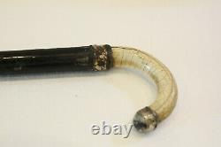 Ancient Rare Fine Carved Wooden Walking Stick Silver Work