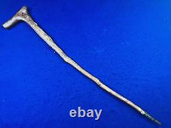 Antique 1796-1870 Masonic Hand Carved Wood Walking Stick Freemason Folk Art Cane