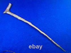 Antique 1796-1870 Masonic Hand Carved Wood Walking Stick Freemason Folk Art Cane