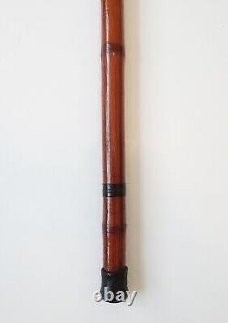 Antique 1800's Asian Hand Carved Bamboo Wooden Cane Walking Stick Japanese READ