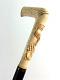 Antique 1900 Hand Carved Wooden German Walking Stick Cane Hand Leaf Grape Wow