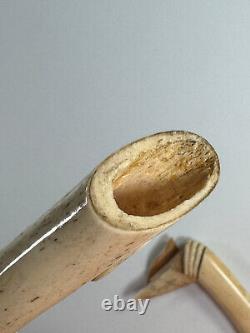 Antique 1900 hand carved wooden German walking stick cane hand leaf grape WOW