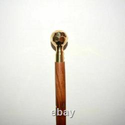Antique 36 brass shiny finish stick cane's diamond shape wooden walking wands