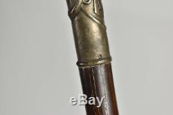 Antique Bamboo Wooden Walking Stick Cane w. Silver Handle Martin Mayer 1900's