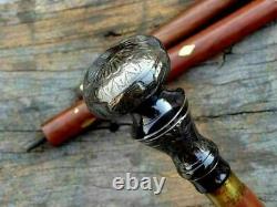 Antique Brass Royal kNOB Head Handle Vintage Style Wooden Walking Stick Cane