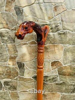 Antique Brass Wooden Walking Stick Vintage Horse Head Handle Exclusive Designed