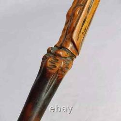 Antique Cane Clemenceau Walking Stick France Carved Statesman Art Hand head Rare