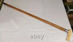 Antique Cane Walking Stick Maple withSterling Silver Collar