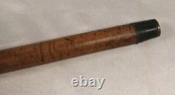 Antique Cane Walking Stick Maple withSterling Silver Collar