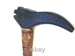 Antique Carved Resin Chinese Walking Stick /Wooden Dragon Handle Cane