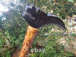 Antique Carved Resin Chinese Walking Stick /Wooden Dragon Handle Cane