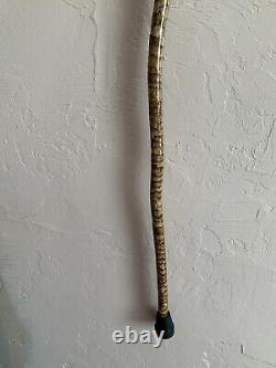 Antique Carved Wooden Cane Snake Walking Stick Glossy Finish 36.5 tall