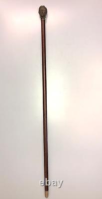 Antique Collectible Brass Style Men's Head Cane Solid Wooden Walking Stick