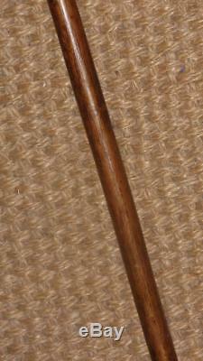 Antique Gents Solid Wooden Walking Stick With Antler Whistle Top 83cm