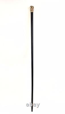 Antique Gold-Filled Knob / Handle Black Ebony Wood Cane, Walking Stick 36