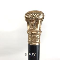 Antique Gold-Filled Knob / Handle Black Ebony Wood Cane, Walking Stick 36