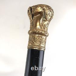 Antique Gold-Filled Knob / Handle Black Ebony Wood Cane, Walking Stick 36