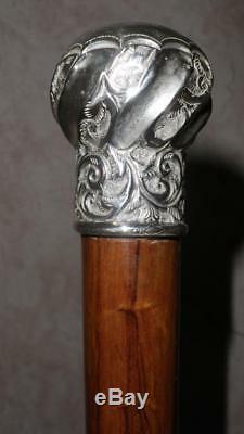 Antique Hallmarked Silver Wooden Cane Walking Stick 85cm
