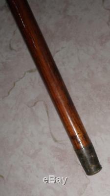 Antique Hallmarked Silver Wooden Cane Walking Stick 85cm