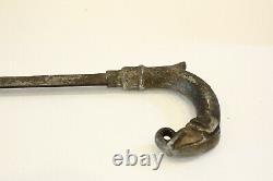 Antique Indian Asian Old Brass Elephant Shape Wooden Hand Crafted Walking Stick
