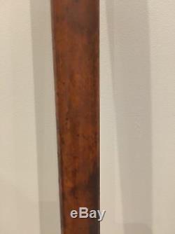 Antique Old Carved Brass Metal Collar Wooden Walking Stick