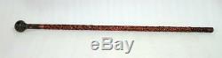 Antique Old Collectible Hand Crafted Wooden Copper Wire Tribal Walking Stick
