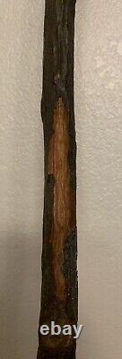 Antique Old Mans Face Carving Wooden Walking Stick Cane- 39 American Folk Art