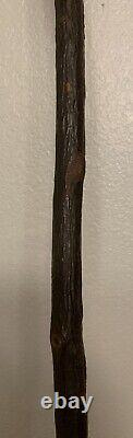 Antique Old Mans Face Carving Wooden Walking Stick Cane- 39 American Folk Art